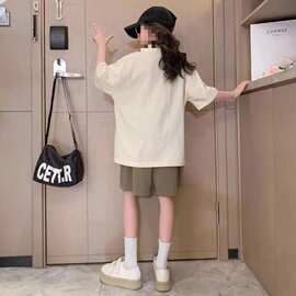 【5502】6535 女童夏季短裤套装2023年新款网红短袖上衣两件套