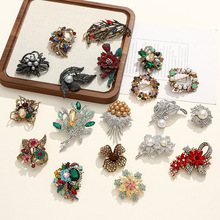 多款珍珠胸针女韩版合金镶水钻创意胸花配饰外套开衫别针厂家直销