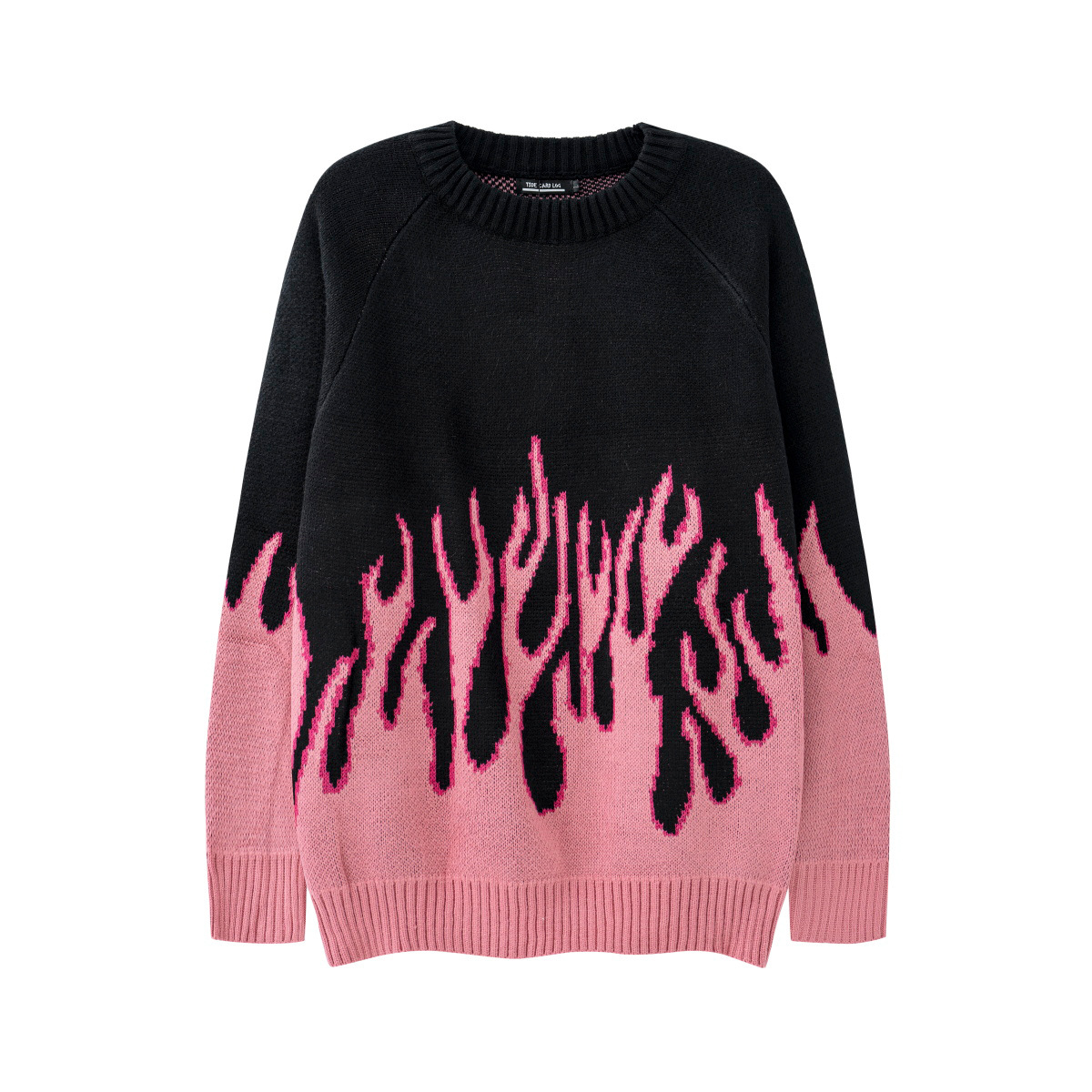 TIDE CARD LOG | Llama jacquard estilo de Hong Kong marca de moda retro suelta estilo perezoso pareja suéter de cuello redondo