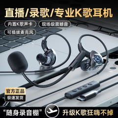 2025年新款K歌有线耳机录歌带耳返直播唱歌耳麦type c声卡麦克风