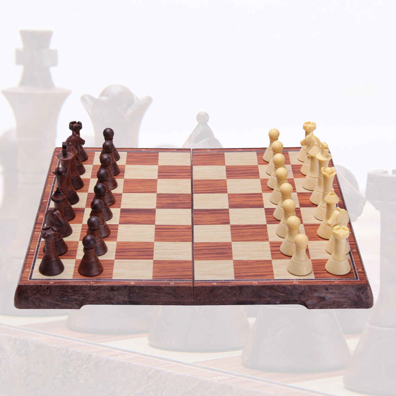 Magnetic handheld folding wooden chess