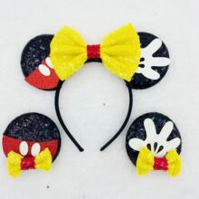 米奇发箍红色波点亮片蝴蝶结头箍发饰卡通米老鼠米妮甜美少女发箍