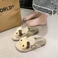 Женские туфли Birkenstock с милым котенком из мультфильма, туфли с открытым носком для верхней одежды, весна-лето 2025, новые пробковые полутапочки на толстой подошве