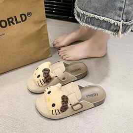 卡通可爱kitty猫勃肯鞋子女包头鞋外穿2025春夏新款软木厚底半拖