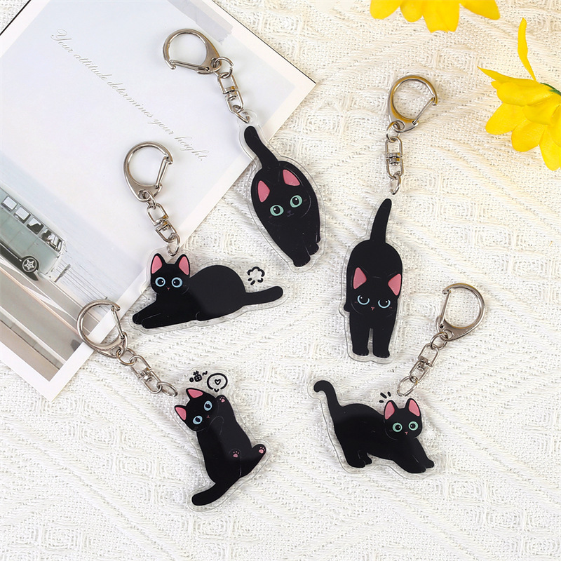 アニメ猫アクリルキーホルダーかわいい黒猫ペンダント国潮タヌキ猫キーホルダーかばんストラップ|undefined