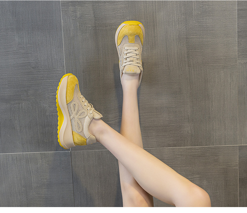 Giày sneaker nữ đế dày phong cách Đức phối da lộn màu đỏ Ancola — M2915 mạng đôi màu vàng, M2915- Mạng trong suốt 1m màu, M2915-1 lưới trong suốt màu vàng, M2915 mạng kép màu đỏ chi tiết 23