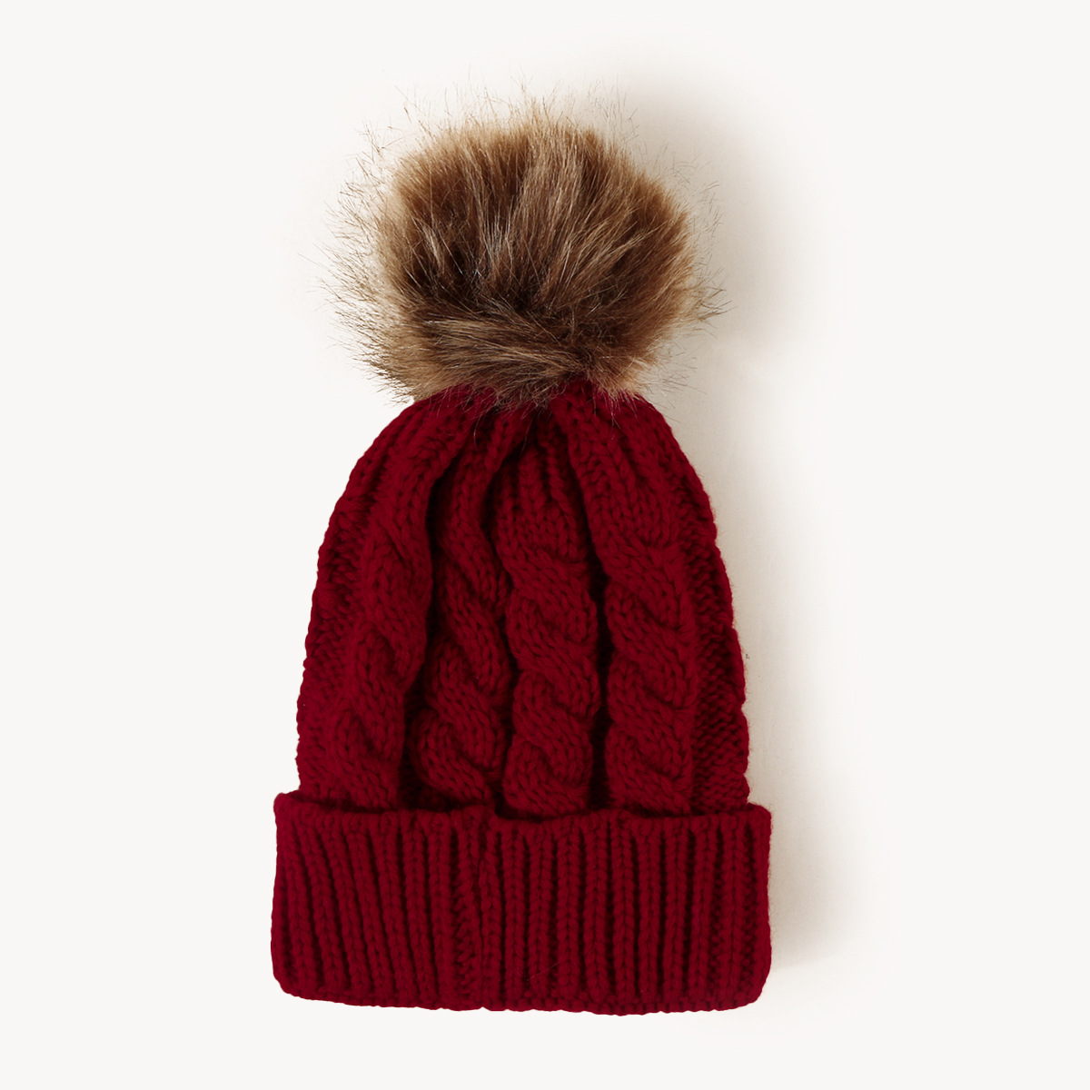 Korean Style Warm Leather Label Fur Ball Knitted Hat Wholesale Nihaojewelry display picture 18