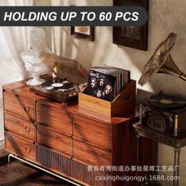 木质唱片收纳盒黑胶唱片光盘收纳盒家用书籍玩具筐杂志储物架