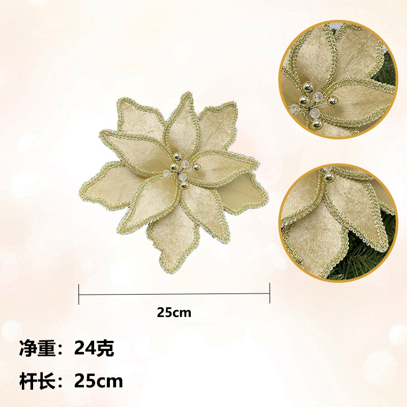 25年新品圣诞节仿真花 撒金粉圣诞橱窗装饰品圣诞花环圣诞装饰花|undefined