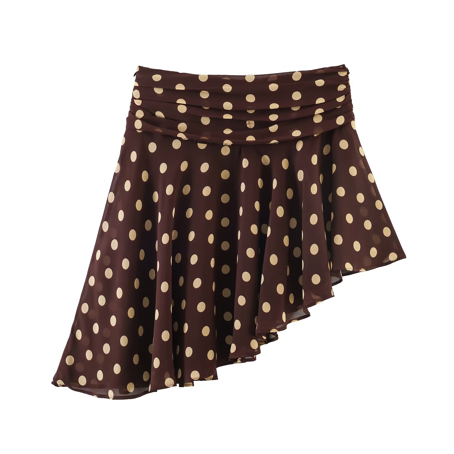 PB&ZA Women's Asymmetrical Midi Skirt French Gentle Mesh Polka Dot Summer New Arriva_ecoleips.com