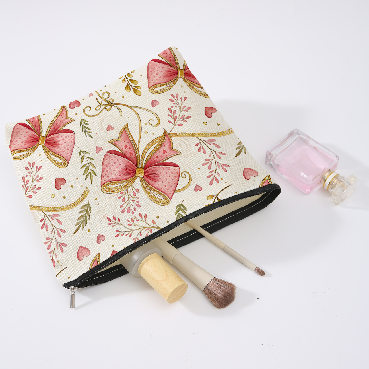 Bolsa de almacenamiento con cremallera transfronteriza bolsas de maquillaje de arco rosa bolsas de lavado bolsas de viaje bolsas de bolsas de bolígrafo de estudiantes bolsas portátiles