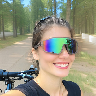 Fashion sports glasses sunglasses fashion real film colorful riding glasses men's and women's one-body sunglasses outdoor riding wholesale