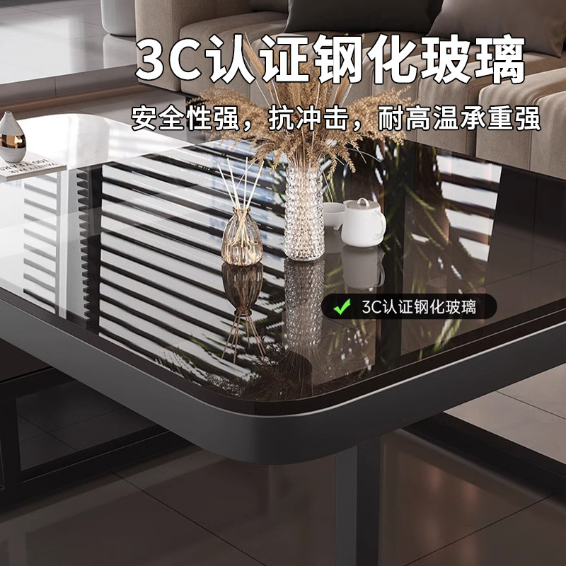 Mesa de té de roca sala de estar de alquiler familiar pequeña casa de lujo simple cuadrado moderno cuadrado de vidrio