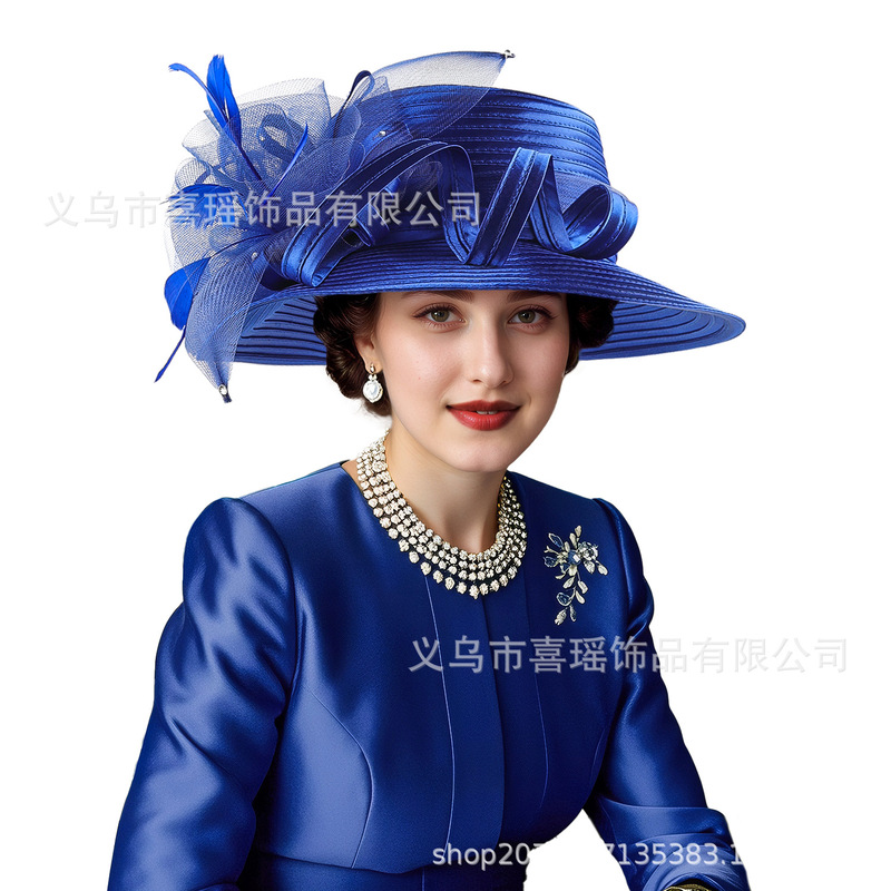 Cross-border Women's Big-brimmed Hat British Jockey Club Hat Jutland Royal Jockey Club Hat British Hair Topper Hat Factory Direct Supply Cross-border Women's Big-brimmed Hat British Jockey Club Hat Jutland Royal Jockey Club Hat British Hair Topper Hat Factory Direct Supply