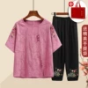 Fuchsia set, linen bag