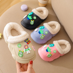 Eva Kidsren's Cotton Slippers Winter Warm Cartoon Buzz Lightyear Removable Non-Slip Family Cotton Slippers for Boys and Girls