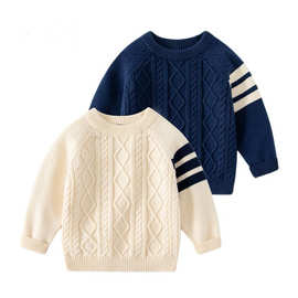 东莞大朗毛衣工厂儿童毛衣男童纯棉线衣男套头衫秋冬季小童针织衫