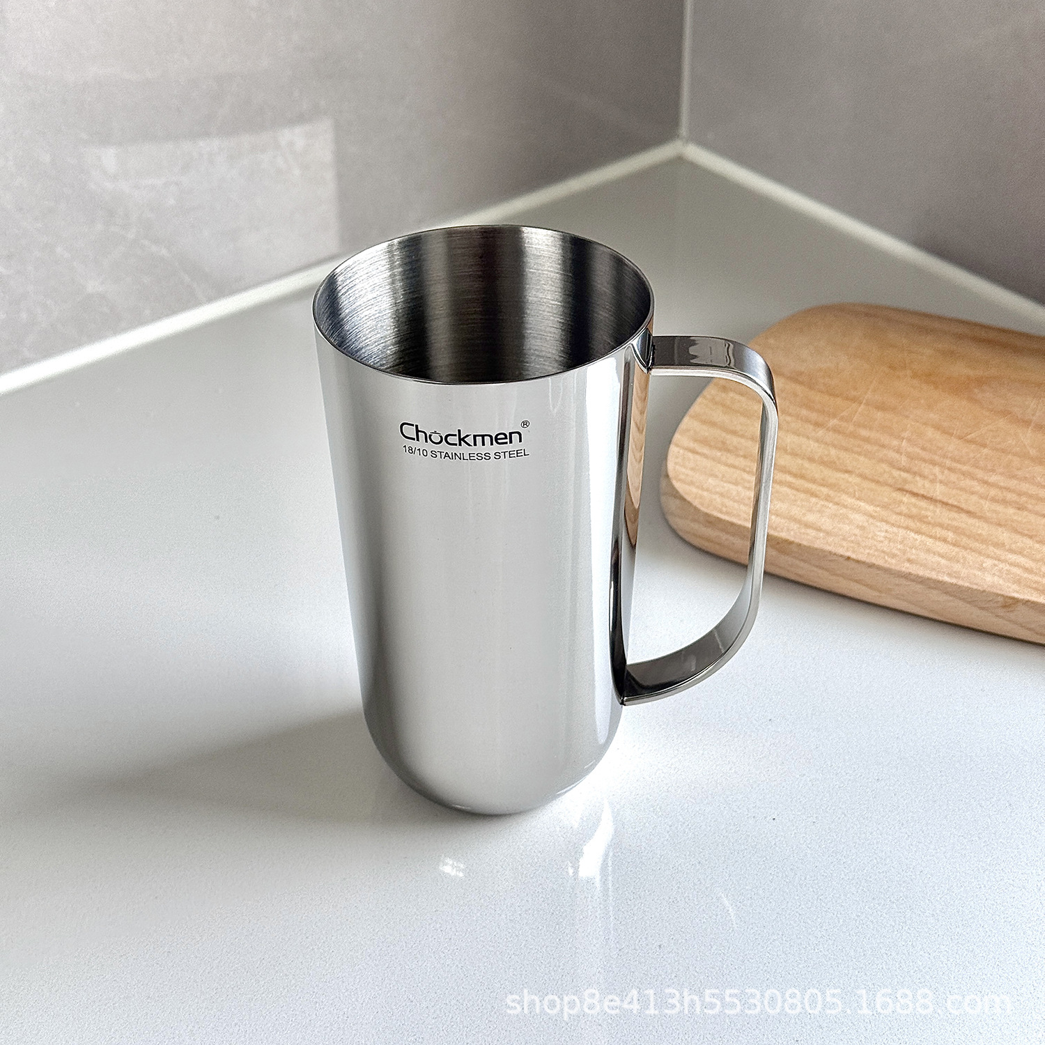 Chockmen Zhuo Deming 18/10 Taza de cerveza de acero inoxidable Taza para beber con asa Taza de leche de mano Gran capacidad