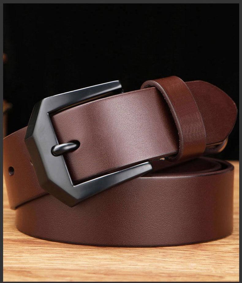 Men's Simple Handmade Cowhide Belt, Needle Buckle, Genuine Leather Belt, Business Versatile Belt, Middle and Young Men_voghion.com
