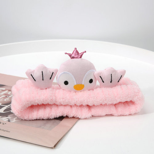 Korean version cute 3D cartoon penguin with legs hair tie face wash makeup headband fashionable girls flannel hair tie