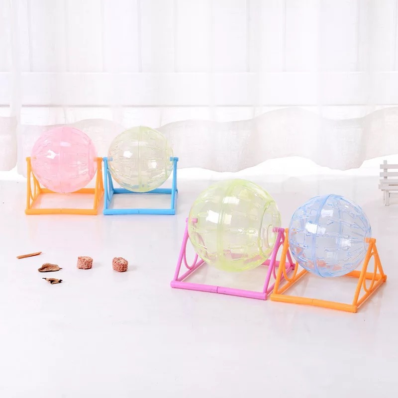 Juguetes de hámster bola de ratón oro oso de cristal bola rodante rodante bola rodante 14cm con soporte