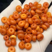 天然老蜡小平安扣 自然风花纹面包圈DIY文玩手作百搭配饰批发