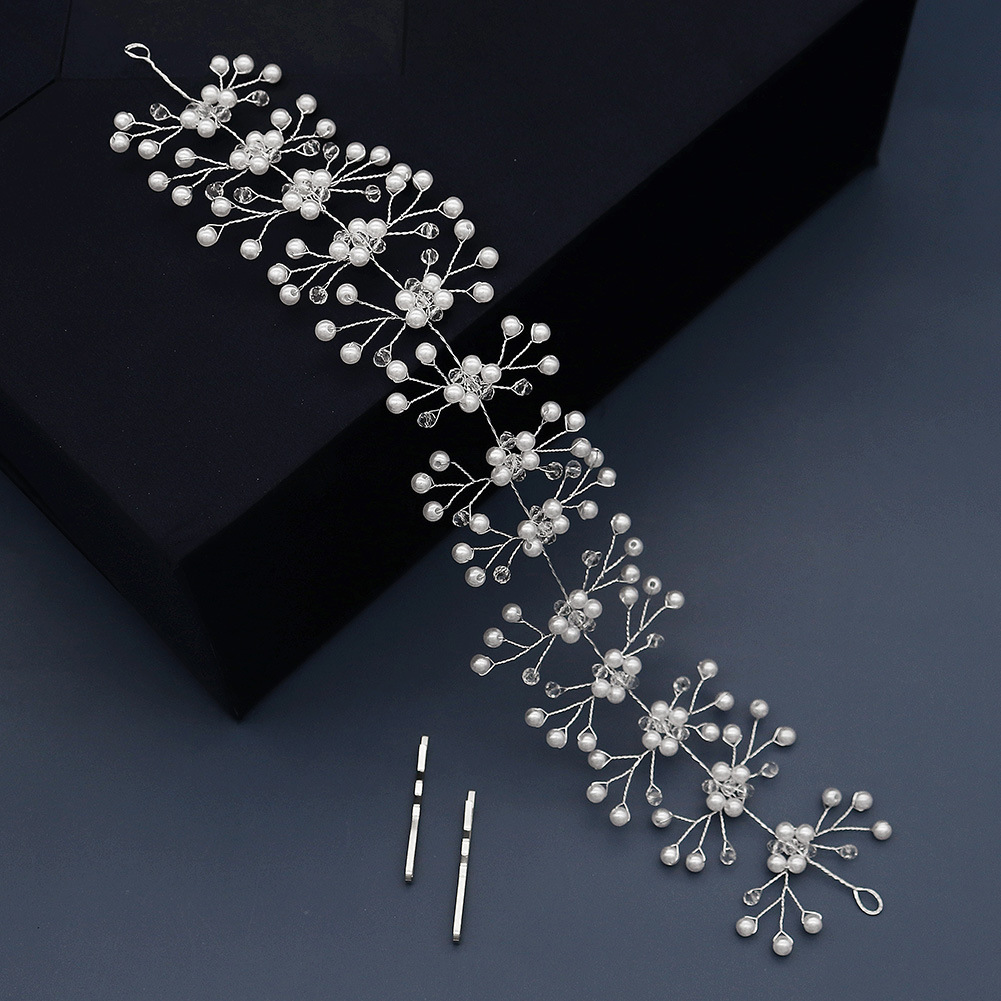 Korean pearl handmade crystal woven bridal headwear