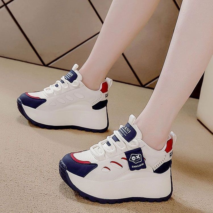 Platform Sneakers for Women, Spring/Autumn 2025 New Casual Versatile Single Shoes with Thick Soles and Round Toe Design