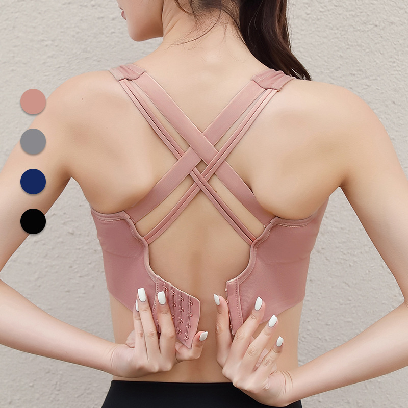 2022新款高强度运动文胸防震跑步聚拢可外穿交叉美背一体式内衣女|ru