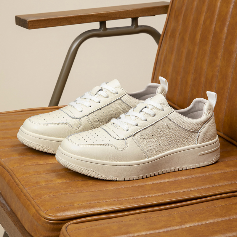 Breathable summer sports casual leather universal white sneakers, cowhide, genuine leather, for beloved