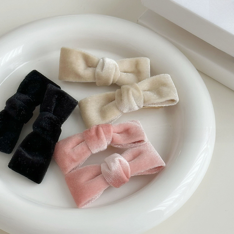 Accessori per capelli con fiocco in velluto per bambina ballerina retrò francese, fermaglio laterale, dolce treccia per capelli, piccola forcina per capelli, copricapo 2023_voghion.com