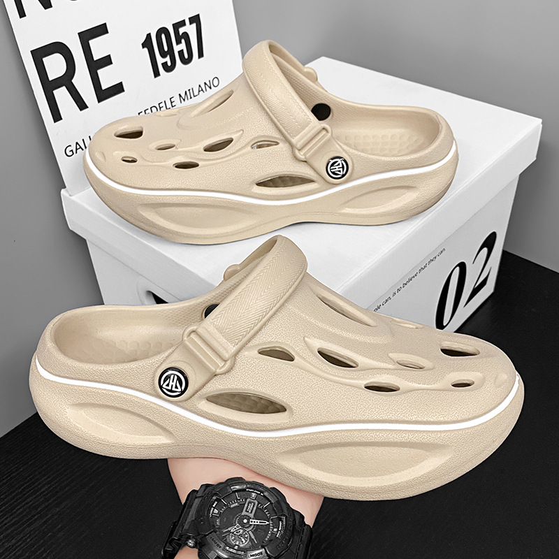 2024 verano nuevo calzado de agujero al aire libre tendencia versátil suela gruesa zapatillas de playa transpirables