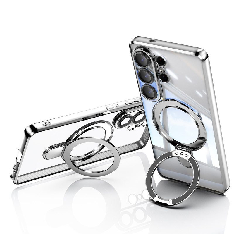 Samsung S26 Mobile Phone Case Is Suitable for S25Edg/S24 Uitra/S24Fe Transparent Electroplated Pivot Stand Protective Cover Samsung S26 Mobile Phone Case Is Suitable for S25Edg/S24 Uitra/S24Fe Transparent Electroplated Pivot Stand Protective Cover