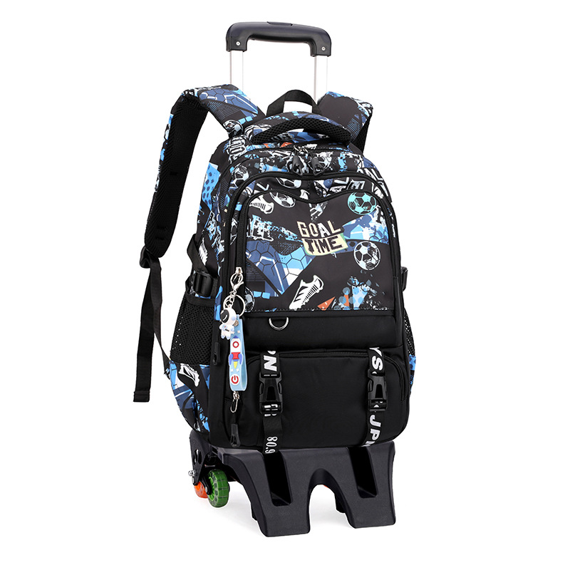 Mochila de tracción de peces naturales para estudiantes de escuela primaria niños 3 - 6 con ruedas mochila para estudiantes de secundaria secundaria puede llevar mochila de escaleras 5