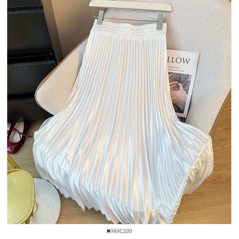 European and American Foreign Trade Sedin Metal Bright Color Long Skirt Loose High Waist Elegant Pleated Organ Large Swing Skirt 1 m European and American Foreign Trade Sedin Metal Bright Color Long Skirt Loose High Waist Elegant Pleated Organ Large Swing Skirt 1 m