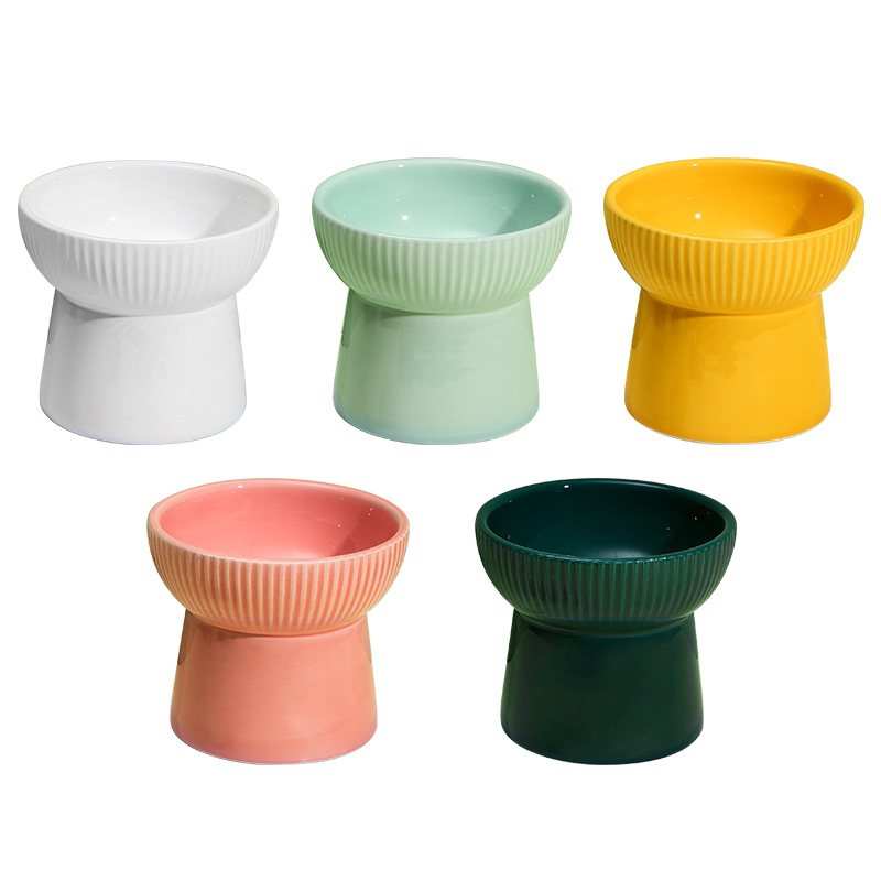 Nuevo gato tazón cuello protección en línea celebridad tazón de cerámica protección del cuello anti-negro barbilla tazón de agua lindo gato cuenca suministros para mascotas