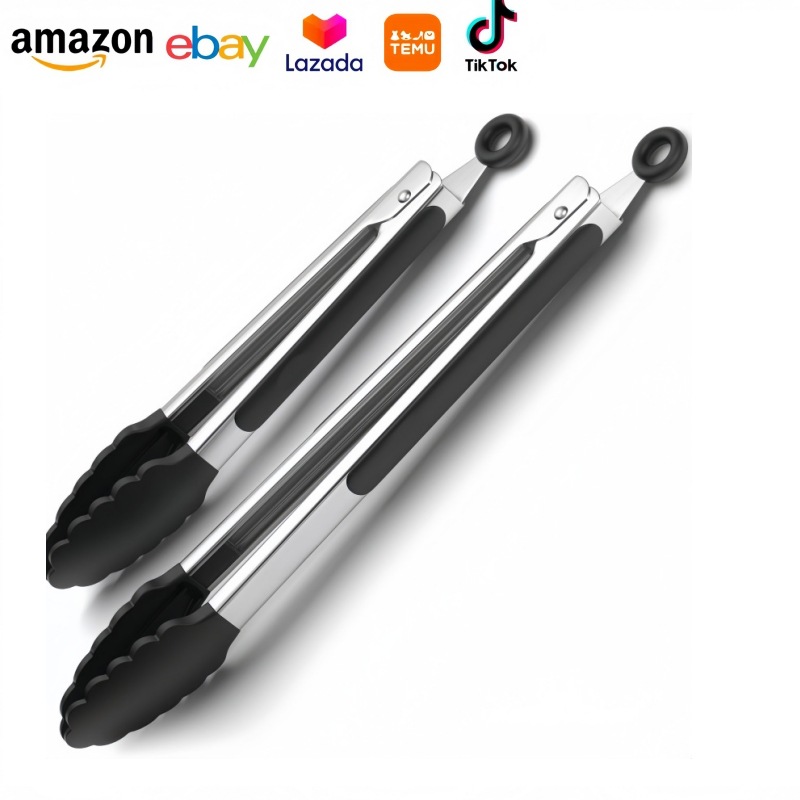 430 Stainless Steel Food Clips Outdoor Barbecue Barbecue Clips Steak Clips High Temperature Resistant Food Clips Kitchen Tools Bbq