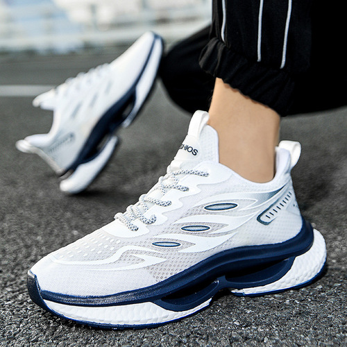 Putian Men's Shock Absorbing Sports Shoes Spring and Autumn Popcorn Soft Sole Summer Breathable Mesh Casual Thick Sole Running Shoes