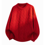 2026秋季新款青少年宽松圆领长袖针织线衫运动风格透气舒适，男装针织衫/毛衣，星座614