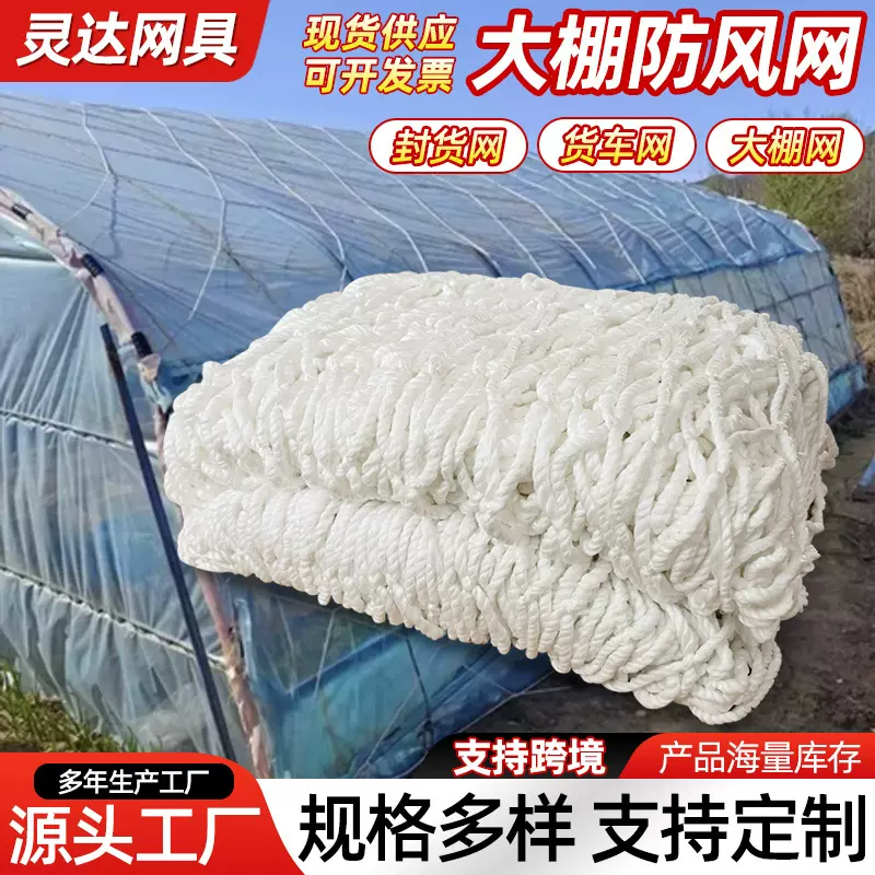 大棚防风网 蔬菜水果种植压膜码头货物防护网尼龙 农用大棚防风网