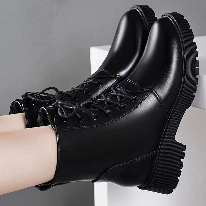 Spring and Summer New Foreign Trade Martin Boots Women's Short Boots Flat Bottom Warm Black Retro Slimming Border Trade Cross-border