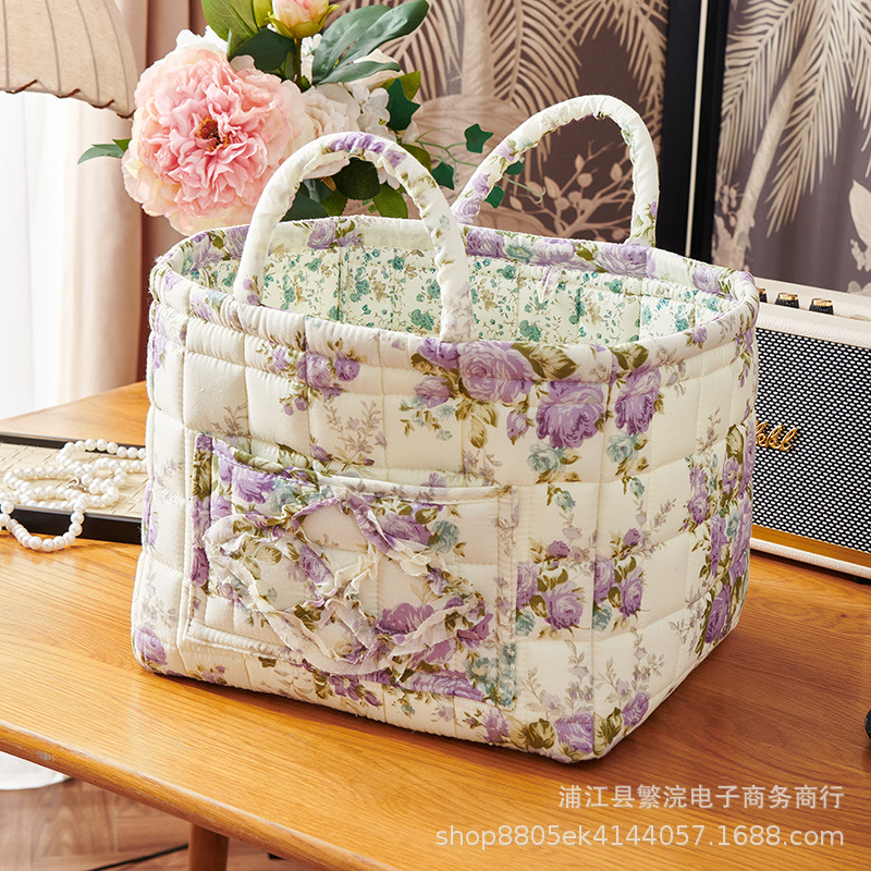 対外貿易輸出家庭布芸収納バスケット韓国式田園風携帯下着雑物整理枠機洗濯収納バスケット