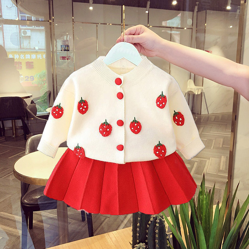 Girl's Autumn/Winter Dress Sweater Set One Year Old Children's Infant and Toddler Clothing Autumn Fashion New_voghion.com