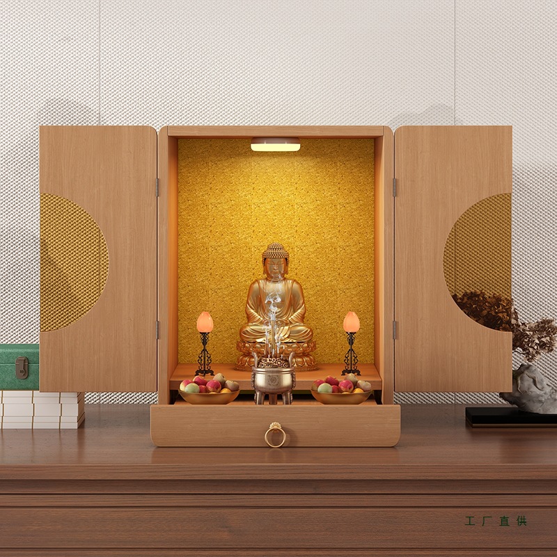 Solid Wood Wall-Mounted Buddhist Altar Table for Home Use, Shrine, Altar, Statue Offering Table, Buddhist Cabinet, Buddhist Hall Offering Table