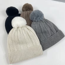 冬季新款毛線帽加絨羊毛針織帽ins韓國女款保暖帽情侶百搭毛球帽