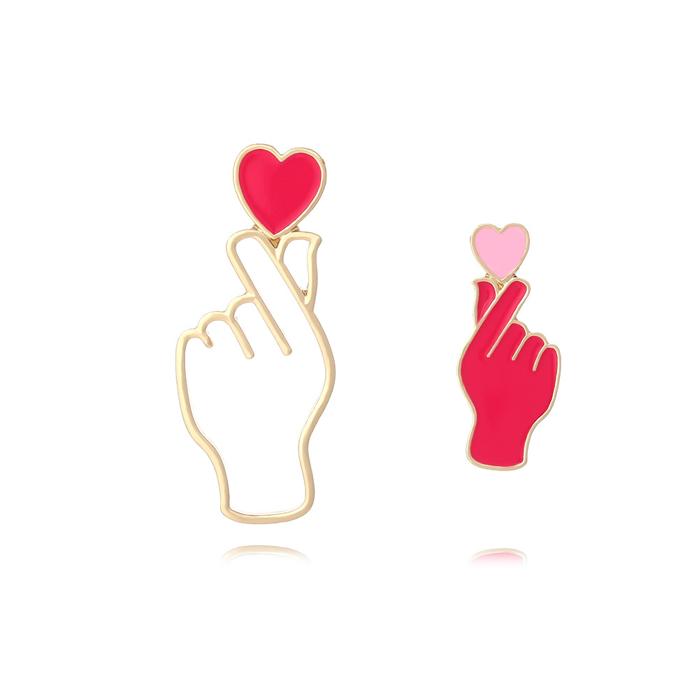 1 Pair Novelty Simple Style Heart Shape Enamel Alloy Ear Studs display picture 1