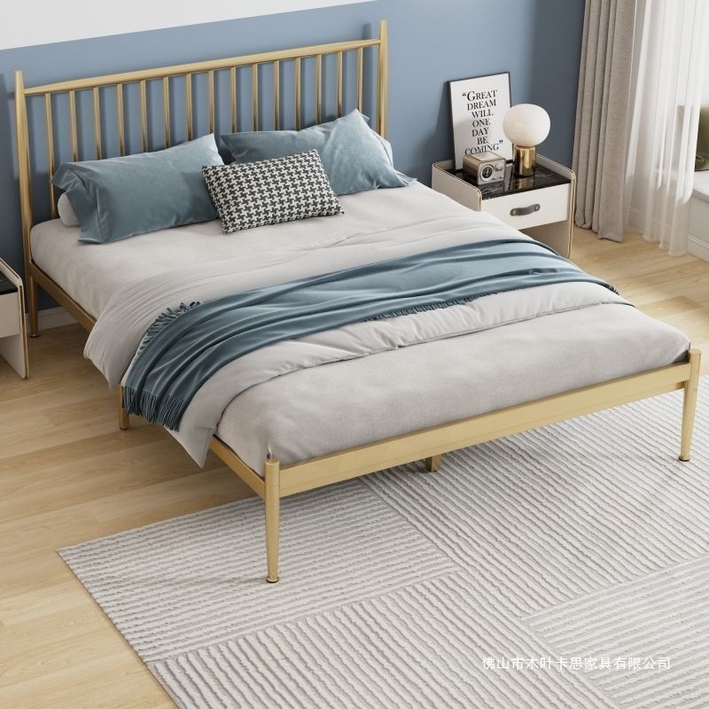 简约铁架床加固1.8m米双人床风铁艺床折叠铁床1m单人床外贸供应链