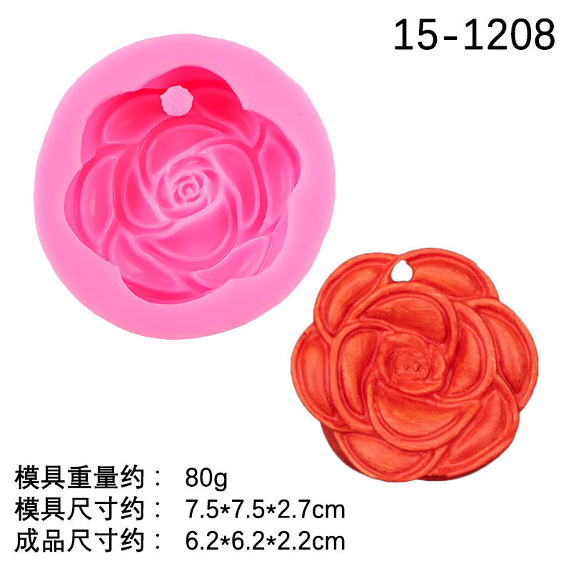 Rose forma simple molde de silicona con agujeros creativo para hornear accesorios bricolaje epoxi llavero yeso
