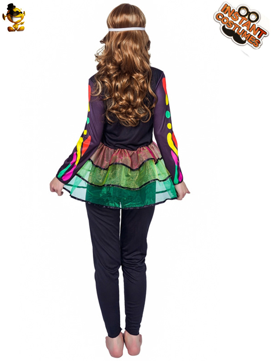 Halloween mujer adulta multi-color fantasma hueso cráneo falda traje gran hembra fantasma hueso Cosplay fiesta traje image 5