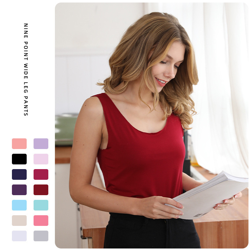 New Modal Women's Loose Women's Plus Size Summer All-match Strap Outer Wear Sleeveless Solid Color Base Vest for Women